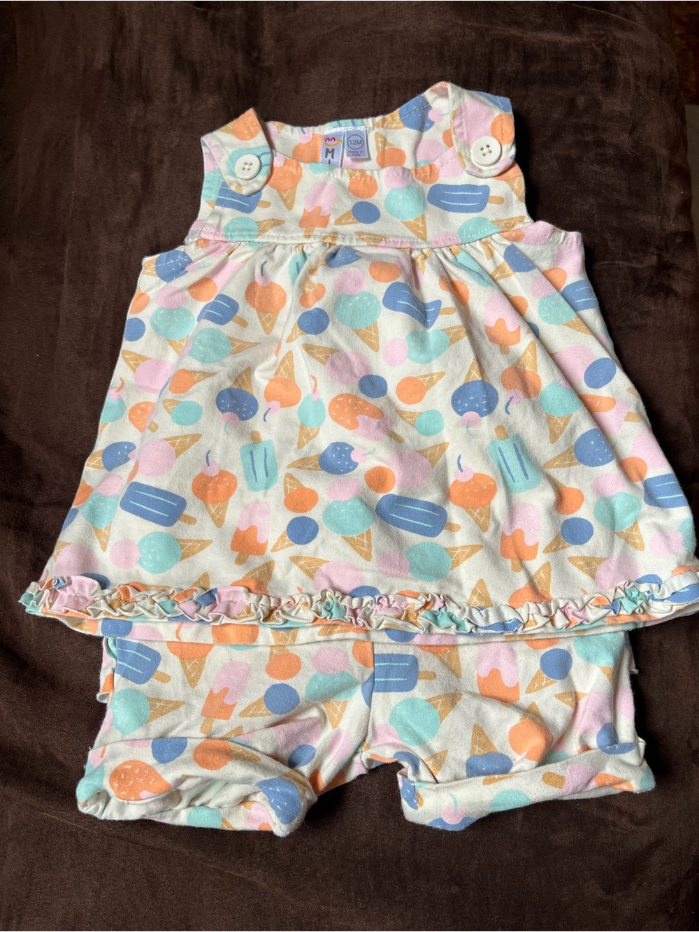Baby Girls Ice Cream Print shorts Set - Multi